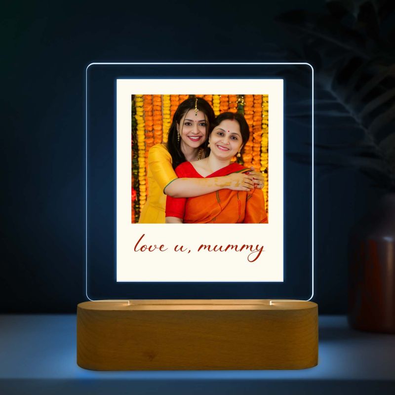 Personalized Led Photo Frame Lamp with Multicolored Light & Wooden Stand Birthday Gift for Mom from Daughter Mothers Day Gift Memorable Gift for Mom